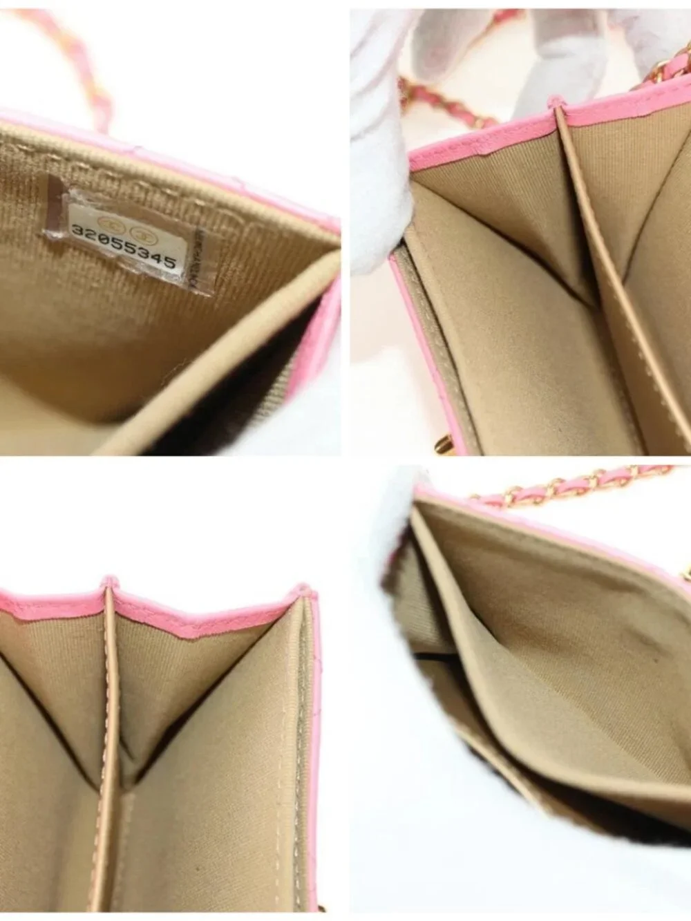 CHANEL Matelasse Chain Wallet Coco Ball Bag Lamb Skin Pink Gold CC Auth 181927M